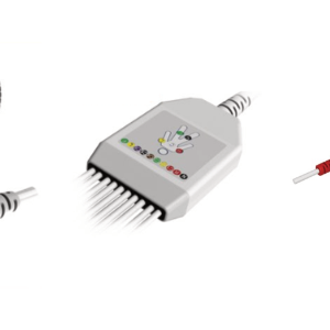 E100/CRS/I Kabel EKG nierozłączny, 10 odprowadzeń, z rezystorem 4,7kΩ, zatrzask, kompatybilny z Cardioline i Suzuken Kenz, IEC