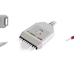 E100/FNS/I Kabel EKG nierozłączny, 10 odprowadzeń, bez rezystora, zatrzask, kompatybilny z Fukuda Denshi, IEC