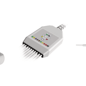 E100/RRG/I Kabel EKG nierozłączny, 10 odprowadzeń, z rezystorem 10kΩ, klamra, kompatybilny z Medtronic Physio Control, IEC