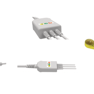 E200-3001/SI Kabel EKG nierozłączny, 3 odprowadzenia, zatrzask, kompatybilny z AAMI, IEC