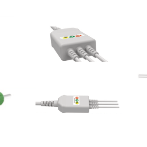 E200-3003/GI Kabel EKG nierozłączny, 3 odprowadzenia, klamra, kompatybilny z Petas, IEC