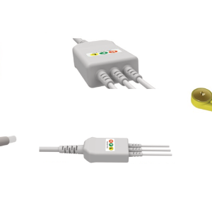 E200-3007/SI Kabel EKG nierozłączny, 3 odprowadzenia, zatrzask, kompatybilny z Biolight, IEC