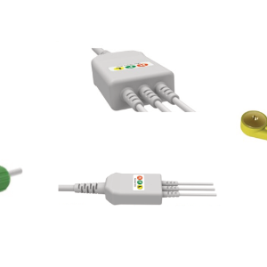 E200-3011/SI Kabel EKG nierozłączny, 3 odprowadzenia, zatrzask, kompatybilny z Mitar, IEC