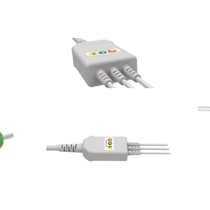 E200-3040/GI Kabel EKG nierozłączny, 3 odprowadzenia, klamra, kompatybilny z Huntleigh, IEC