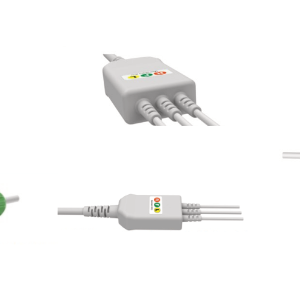 E200-3053/GI Kabel EKG nierozłączny, 3 odprowadzenia, klamra, kompatybilny z Biosys, IEC