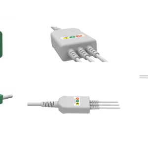 E200-3089/GI Kabel EKG nierozłączny, 3 odprowadzenia, klamra, kompatybilny z MEK, IEC