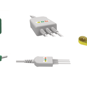 E200-3089/SI Kabel EKG nierozłączny, 3 odprowadzenia, zatrzask, kompatybilny z MEK, IEC