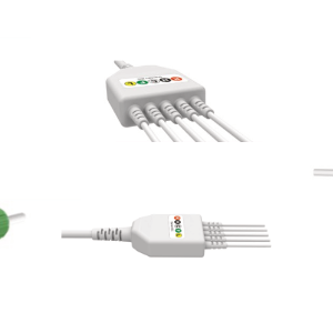 E200-5003/GI Kabel EKG nierozłączny, 5 odprowadzeń, klamra, kompatybilny z Petas, IEC