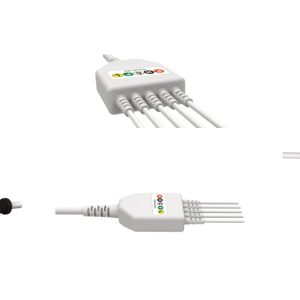 E200-5085/GI Kabel EKG nierozłączny, 5 odprowadzeń, klamra, kompatybilny z Saadat, IEC