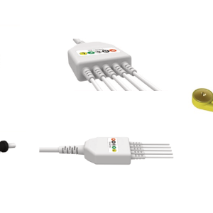 E200-5085/SI Kabel EKG nierozłączny, 5 odprowadzeń, zatrzask, kompatybilny z Saadat, IEC